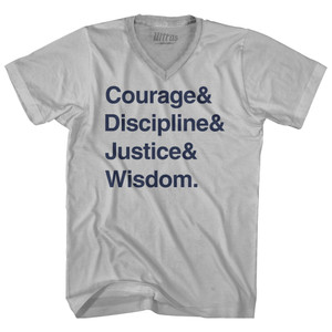 Four Virtues of Stoicism Adult Tri-Blend V-neck T-shirt - Cool Grey Four Virtues of Stoicism Adult Tri-Blend V-neck T-shirt - Cool Grey