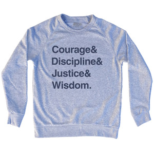 Four Virtues of Stoicism Adult Tri-Blend Sweatshirt - Grey Heather Four Virtues of Stoicism Adult Tri-Blend Sweatshirt - Grey Heather