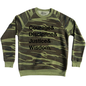 Four Virtues of Stoicism Adult Tri-Blend Sweatshirt - Camo