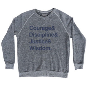 Four Virtues of Stoicism Adult Tri-Blend Sweatshirt - Athletic Grey Four Virtues of Stoicism Adult Tri-Blend Sweatshirt - Athletic Grey