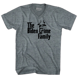 The Biden Crime Family Adult Tri-Blend V-neck T-shirt - Athletic Grey The Biden Crime Family Adult Tri-Blend V-neck T-shirt - Athletic Grey
