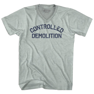 Controlled Demolition Adult Tri-Blend V-neck T-shirt - Athletic Cool Grey Controlled Demolition Adult Tri-Blend V-neck T-shirt - Athletic Cool Grey
