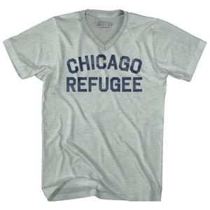 Chicago Refugee Adult Tri-Blend V-neck T-shirt - Athletic Cool Grey Chicago Refugee Adult Tri-Blend V-neck T-shirt - Athletic Cool Grey