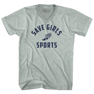 Save Girls Sports Adult Tri-Blend V-neck T-shirt - Athletic Cool Grey Save Girls Sports Adult Tri-Blend V-neck T-shirt - Athletic Cool Grey