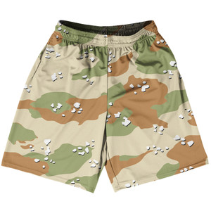 Desert Camo Sage Green Dull Basketball Practice Shorts Made In USA - Camo