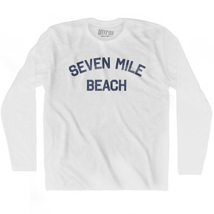 Seven Mile Beach Adult Cotton Long Sleeve T-shirt - White Seven Mile Beach Adult Cotton Long Sleeve T-shirt - White