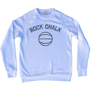 Rock Chalk Basketball Adult Tri-Blend Sweatshirt - White