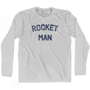 Rocket Man Adult Cotton Long Sleeve T-shirt - Grey Heather