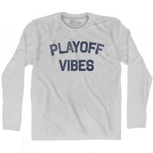 Playoff Vibes Adult Cotton Long Sleeve T-shirt - Grey Heather