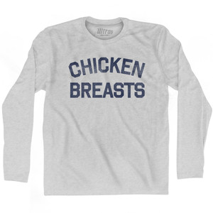 Chicken Breasts Adult Cotton Long Sleeve T-shirt - Grey Heather