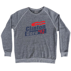 Clinton Gore 92 Election Adult Tri-Blend Sweatshirt - Athletic Grey Clinton Gore 92 Election Adult Tri-Blend Sweatshirt - Athletic Grey