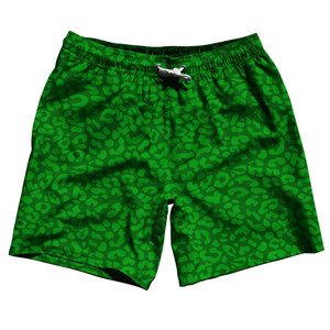 Cheetah Two Tone Kelly Green Swim Shorts 7" Made in USA - Kelly Green Cheetah Two Tone Kelly Green Swim Shorts 7" Made in USA - Kelly Green