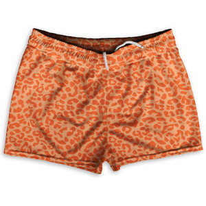 Cheetah Two Tone Light Orange Shorty Short Gym Shorts 2.5" Inseam Made In USA - Light Orange Cheetah Two Tone Light Orange Shorty Short Gym Shorts 2.5" Inseam Made In USA - Light Orange