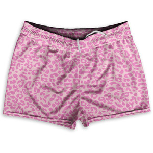 Cheetah Two Tone Pale Pink Shorty Short Gym Shorts 2.5" Inseam Made In USA - Pale Pink Cheetah Two Tone Pale Pink Shorty Short Gym Shorts 2.5" Inseam Made In USA - Pale Pink