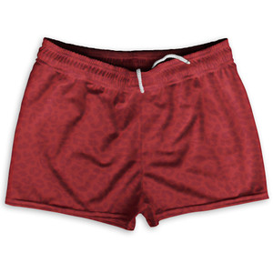 Cheetah Two Tone Red Shorty Short Gym Shorts 2.5" Inseam Made In USA - Red Cheetah Two Tone Red Shorty Short Gym Shorts 2.5" Inseam Made In USA - Red