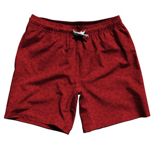 Cheetah Two Tone Red Swim Shorts 7" Made in USA - Red Cheetah Two Tone Red Swim Shorts 7" Made in USA - Red