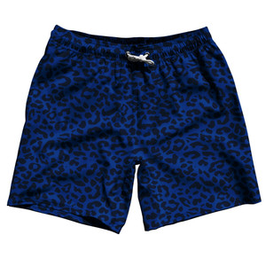 Cheetah Two Tone Royal Blue Swim Shorts 7" Made in USA - Royal Blue Cheetah Two Tone Royal Blue Swim Shorts 7" Made in USA - Royal Blue