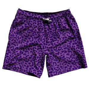 Cheetah Two Tone Purple Swim Shorts 7" Made in USA - Purple Cheetah Two Tone Purple Swim Shorts 7" Made in USA - Purple