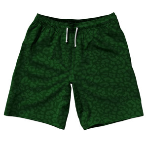Cheetah Two Tone Forest Green 10" Swim Shorts Made in USA - Forest Green Cheetah Two Tone Forest Green 10" Swim Shorts Made in USA - Forest Green