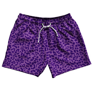 Cheetah Two Tone Light Purple 5" Swim Shorts Made in USA - Light Purple Cheetah Two Tone Light Purple 5" Swim Shorts Made in USA - Light Purple