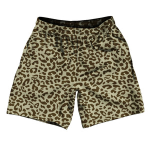 Cheetah Two Tone Light Brown Athletic Running Fitness Exercise Shorts 7" Inseam Shorts Made In USA - Light Brown Cheetah Two Tone Light Brown Athletic Running Fitness Exercise Shorts 7" Inseam Shorts Made In USA - Light Brown
