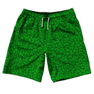 Cheetah Two Tone Kelly Green 10" Swim Shorts Made in USA - Kelly Green Cheetah Two Tone Kelly Green 10" Swim Shorts Made in USA - Kelly Green