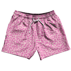 Cheetah Two Tone Pale Pink 5" Swim Shorts Made in USA - Pale Pink Cheetah Two Tone Pale Pink 5" Swim Shorts Made in USA - Pale Pink