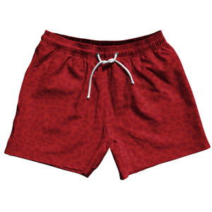 Cheetah Two Tone Red 5" Swim Shorts Made in USA - Red Cheetah Two Tone Red 5" Swim Shorts Made in USA - Red