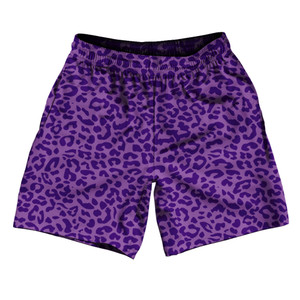 Cheetah Two Tone Light Purple Athletic Running Fitness Exercise Shorts 7" Inseam Shorts Made In USA - Light Purple Cheetah Two Tone Light Purple Athletic Running Fitness Exercise Shorts 7" Inseam Shorts Made In USA - Light Purple