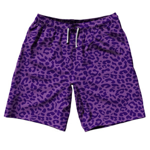 Cheetah Two Tone Light Purple 10" Swim Shorts Made in USA - Light Purple Cheetah Two Tone Light Purple 10" Swim Shorts Made in USA - Light Purple