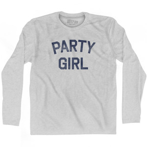 Party Girl Adult Cotton Long Sleeve T-shirt - Grey Heather