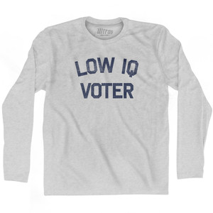 Low Iq Voter Adult Cotton Long Sleeve T-shirt - Grey Heather Low Iq Voter Adult Cotton Long Sleeve T-shirt - Grey Heather
