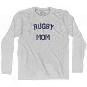 Rugby Mom Adult Cotton Long Sleeve T-shirt - Grey Heather