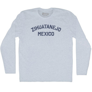 Zihuatanejo Mexico Adult Tri-Blend Long Sleeve T-shirt - Athletic White Zihuatanejo Mexico Adult Tri-Blend Long Sleeve T-shirt - Athletic White