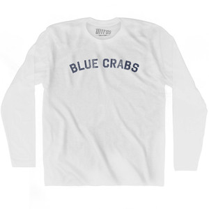 Blue Crabs Adult Cotton Long Sleeve T-shirt - White