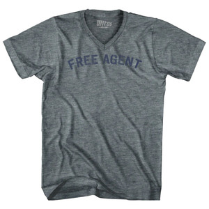 Free Agent Tri-Blend V-neck Womens Junior Cut T-shirt - Athletic Grey Free Agent Tri-Blend V-neck Womens Junior Cut T-shirt - Athletic Grey