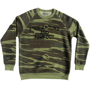 F*uck Around And Find Out Adult Tri-Blend Sweatshirt - Camo