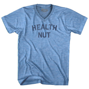 Health Nut Adult Tri-Blend V-neck T-shirt - Athletic Blue
