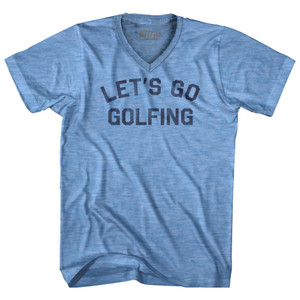 Let's Go Golfing Adult Tri-Blend V-neck T-shirt - Athletic Blue
