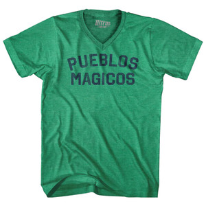 Pueblos Magicos Adult Tri-Blend V-neck T-shirt - Kelly