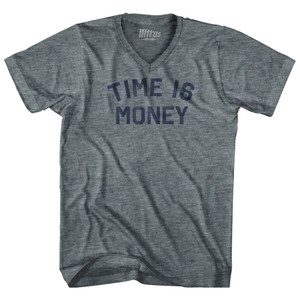 Time Is Money Tri-Blend V-neck Womens Junior Cut T-shirt - Athletic Grey