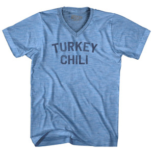Turkey Chili Adult Tri-Blend V-neck T-shirt - Athletic Blue
