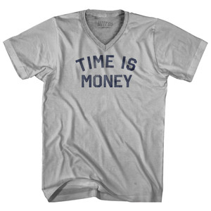 Time Is Money Adult Tri-Blend V-neck T-shirt - Cool Grey