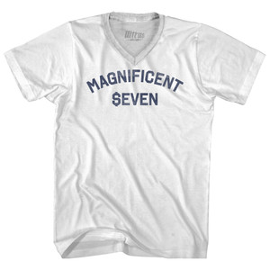 Magnificent Seven Stocks Investment Adult Tri-Blend V-neck T-shirt - White Magnificent Seven Stocks Investment Adult Tri-Blend V-neck T-shirt - White