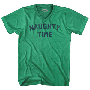 Naughty Time Adult Tri-Blend V-neck T-shirt - Kelly