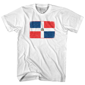 Dominican Republic Country Flag Adult Cotton T-shirt - White Dominican Republic Country Flag Adult Cotton T-shirt - White