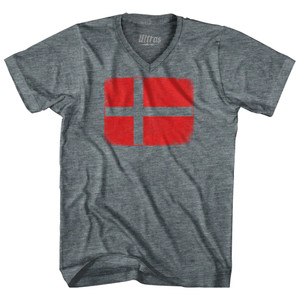 Denmark Country Flag Adult Tri-Blend V-neck T-shirt - Athletic Grey Denmark Country Flag Adult Tri-Blend V-neck T-shirt - Athletic Grey