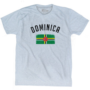 Dominica Country Flag Heritage Adult Tri-Blend T-shirt - Athletic White Dominica Country Flag Heritage Adult Tri-Blend T-shirt - Athletic White