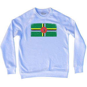 Dominica Country Flag Adult Tri-Blend Sweatshirt - White