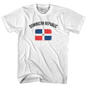 Dominican Republic Country Flag Heritage Adult Cotton T-shirt - White Dominican Republic Country Flag Heritage Adult Cotton T-shirt - White